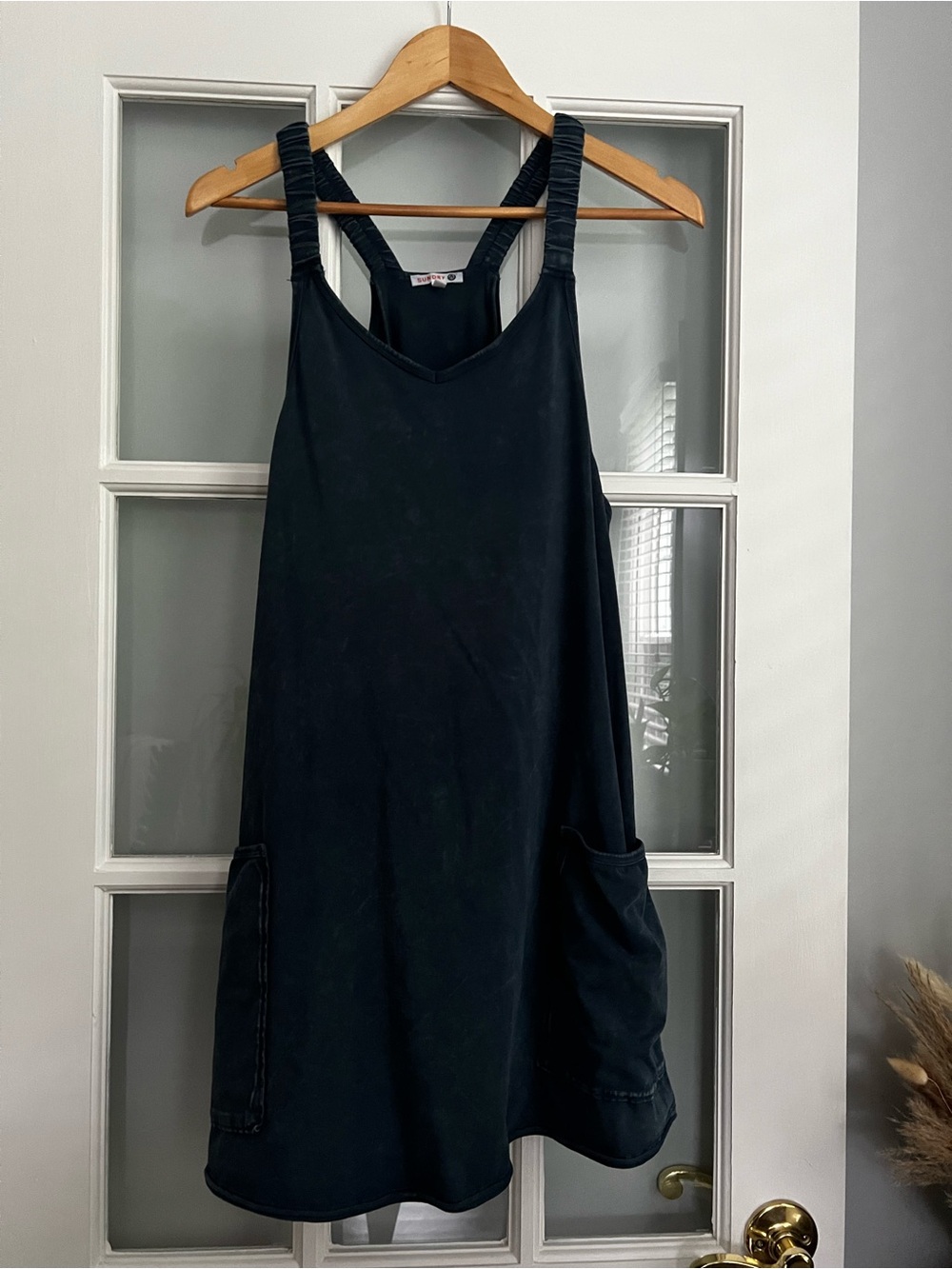 Sundry Blue Sleeveless A-Line Romper with Ruched Straps